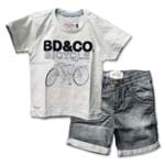 Conjunto Infantil Camiseta Flamê Bicycle e Bermuda Jeans 1