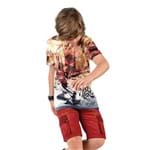 Conjunto Infantil Camiseta Sublimada Skate e Bermuda Sarja Terracota Johnny Fox 8