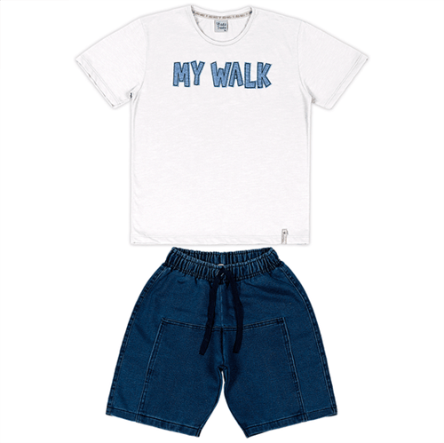 Conjunto Infantil Cata-Vento My Walk Branco e Jeans Escuro 04