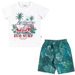 Conjunto Infantil Elian 01 a 08 Anos Camisa e Bermuda Eco Surf Off White