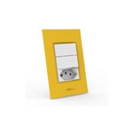 Conjunto 2 Interruptores Simples + Tomada 20A - Beleze Amarelo Girassol