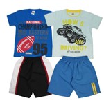 Conjunto Masculino Infantil Verão Kit com 2 Unidades Azul Royal e Verde Claro-4