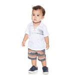 Conjunto Masculino Planet Kids Bermuda/Camisa Modern Adventure Branco/Xadrez 4910 V18