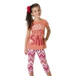 Conjunto Menina Camiseta Coral e Legging Estampa Gráfica Vermelha Loopy 4