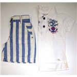 Conjunto Menino Infantil Masculino 5008 Camisa Polo Flamê Nautica com Bermuda Listrada Pinoti Baby e Kids