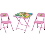 Conjunto Mesa + 2 Cadeiras Infantis Sapeca Pic Nic Aço Rosa - Metalmix