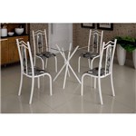Conjunto Mesa com Tampo Vidro e 4 Cadeiras Madmelos Incolor/Branco/Paraopeba