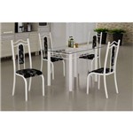 Conjunto Mesa com Tampo Vidro e 4 Cadeiras Madmelos Incolor/Branco/Preto Floral