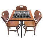 Conjunto Mesa de Azulejo Quadrada 60x60cm com 3 Cadeiras Copacabana Imbuia - Tambo