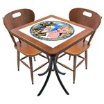 Conjunto Mesa de Azulejo Quadrada 60x60cm com 2 Cadeiras Go Hard Or Go Home Imbuia - Tambo