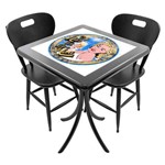 Conjunto Mesa de Azulejo Quadrada 60x60cm com 2 Cadeiras Go Hard Or Go Home Preto - Tambo