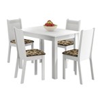 Conjunto Mesa de Jantar com 4 Cadeiras Branco-Floral Rute Madesa
