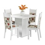 Conjunto Mesa de Jantar com 4 Cadeiras Branco-Hibiscos Malibu Madesa