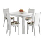 Conjunto Mesa de Jantar com 4 Cadeiras Branco-Hibiscos Rute Madesa