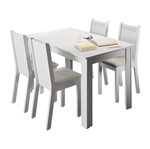 Conjunto Mesa de Jantar com 4 Cadeiras Branco-Pérola Rosie Madesa