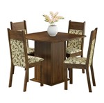 Conjunto Mesa de Jantar com 4 Cadeiras em Courino Rustic-Floral Malibu Madesa