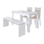 Conjunto Mesa de Jantar com Banco e 2 Cadeiras Branco-Pérola Mara Madesa