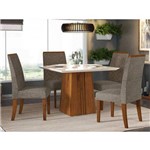 Conjunto Mesa de Jantar Itália Dj Móveis 1m C/ 4 Cadeiras Áurea – Rústico/terrara/offwhite/bronze