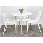 Conjunto Mesa de Jantar Kendy Planeta Casa com 3 Cadeiras Young - Branco/Branco