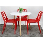 Conjunto Mesa de Jantar Kendy Planeta Casa com 3 Cadeiras Young - Branco/Vermelho