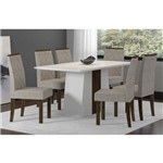 Conjunto Mesa de Jantar Suprema com 6 Cadeiras Elegance Cq Tampo de Vidro 160X90cm - Rústico/Branco
