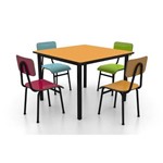 Conjunto Mesa Escolar 80x80cm 4 Cadeiras - Infantil