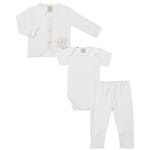 Conjunto Pagão para Bebê Branco: Casaquinho + Body Curto + Calça - Pingo Lelê