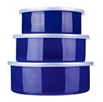 Conjunto 3 Potes Esmaltados Azul Agatha Euro