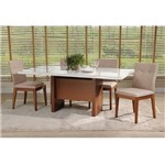 Conjunto Sala de Jantar com Mesa Branco Gloss com Natural e 6 Cadeiras Mansur
