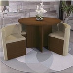 Conjunto Sala de Jantar Mesa 4 Cadeiras Tiffany Siena Móveis Walnut/Grafiato Bege