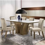 Conjunto Sala de Jantar Mesa Adria 6 Cadeiras Pietra LJ Móveis Castor/Pena Bege/Laka Castor/Branco