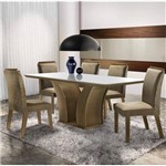 Conjunto Sala de Jantar Mesa Adria 6 Cadeiras Pietra LJ Móveis Castor/Pena Caramelo/Laka