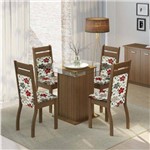 Conjunto Sala de Jantar Mesa e 4 Cadeiras Dijon Madesa Rustic/ Floral Hibiscos