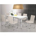 Conjunto Sala de Jantar Mesa Olivia 6 Cadeiras Deise Aço Nobre Móveis Branco/Prata