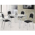 Conjunto Sala de Jantar Mesa Tampo em Vidro 120cmx75cm 4 Cadeiras Tubolar Cris Premium Ciplafe