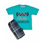 Conjunto T-Shirt e Bermuda Xadrez Skate - Azul - Upi Uli-3anos