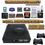 Console Retrô Mini Megadrive Genesis RetroPie 27.000 Jogos (1.800 Jogos para PS1) + 2 Controles PS3