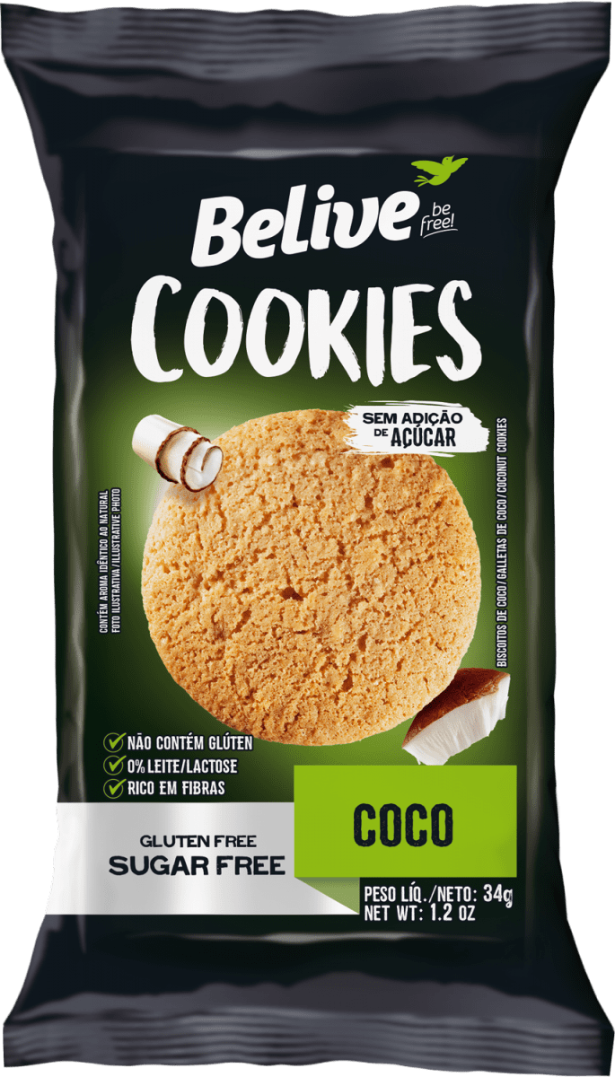 Cookie Sem Glúten Coco 34g - Belive