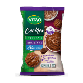 Cookies Integrais Proteico Zero Adição de Açúcares Cacau com Grãos Ancestrais e Cobertura de Chocolate 80g