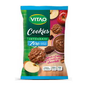 Cookies Zero Maçã e Canela Cobertura Chocolate 80g