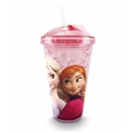 Copo com Gel Congelante Frozen Anna & Elsa Rosa 450ml