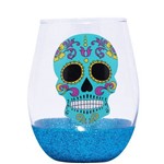 Copo de Vidro Personalizado Caveira Mexicana Azul - Fun Market - 560ml