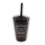 Copo Plástico Canudo Tampa Personalizado Jack Daniels 600ml