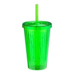 Copo Plástico com Canudo Verde