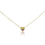 Corrente de Ouro 18K Veneziana com Coração Tricolor Diamantado
