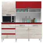 Cozinha Compacta 04 Portas Florença Branco/aspen/vermelho - Mpdecor