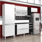 Cozinha Compacta 4 Peças com Paneleiro e Tampo Único Elegance Siena Móveis Branco/Preto