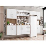 Cozinha Compacta 5 Peças Luna - Castanho Tannat -branco - Buon Móveis