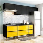 Cozinha Compacta C/ Tampo New York– Multimóveis. - Preto / Amarelo