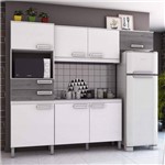 Cozinha Compacta com Tampo 7 Portas 2 Gavetas Jasmine Siena Móveis Branco/Gris